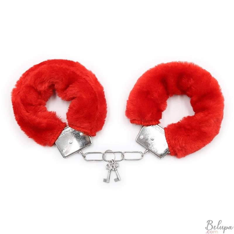 Metal handcuffs covered with FURRY Red fur