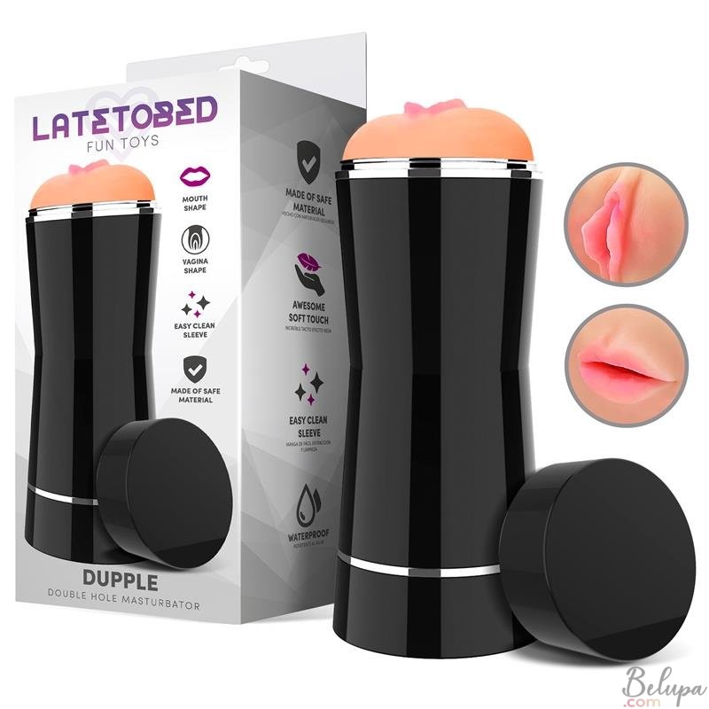 Double Masturbator in the shape of a Vagina and Mouth DUPPLE 20 x 8 cm Light Skin