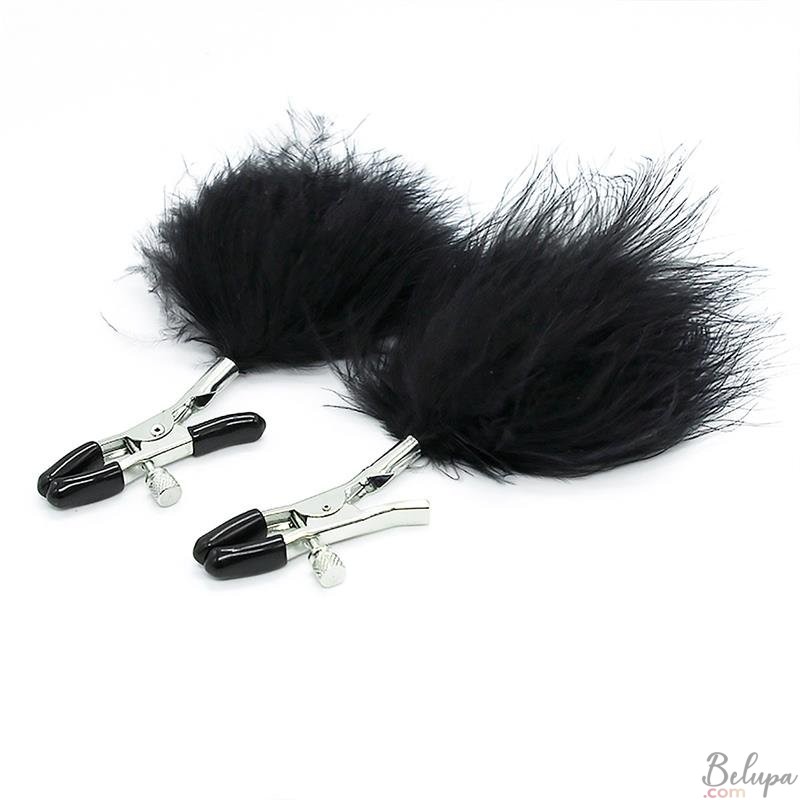 Adjustable Nipple Clamps with Pompon LateToBed BDSM Line Black
