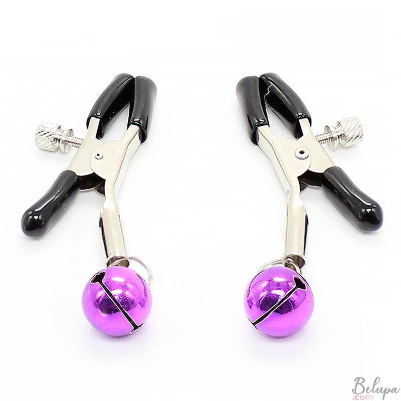 Adjustable Nipple Clamps with Bells LateToBed BDSM Line Purple