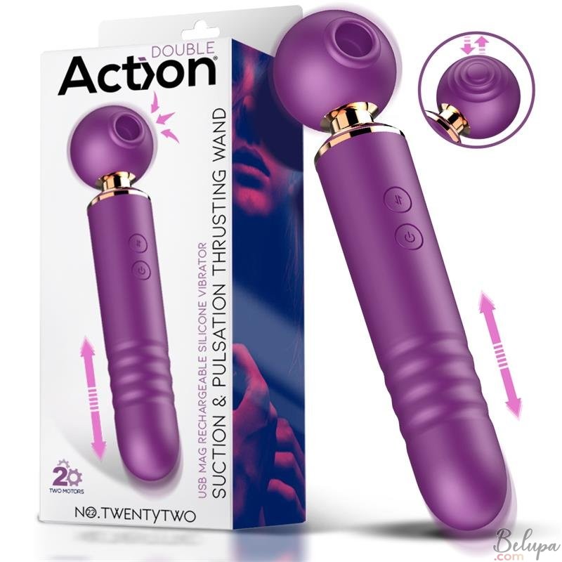 Silicone Massager with Suction Effect, Pulsations, and Thrusting NO. TWENTYTWO Purple Rechargeable