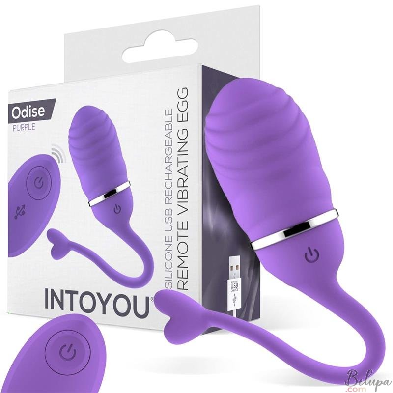 Silicone Vibrating Egg with Wireless Remote Control and Tail ODISE 17 x 3.4 cm Purple Rechargeable