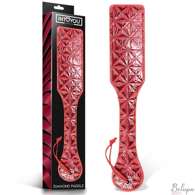 Spanking Paddle Vegan Leather Diamond Line Red
