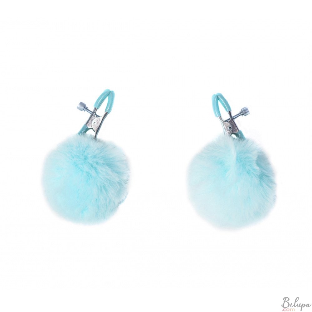Adjustable Nipple Clamps with Pompon ANGELIC Blue