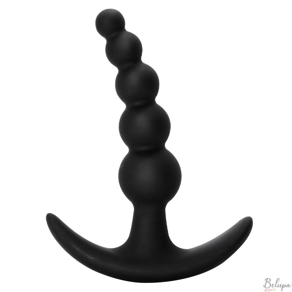 Wearable Progressive Anal Plug in Silicone BUBBLES 11.5 x 2.6 cm Black