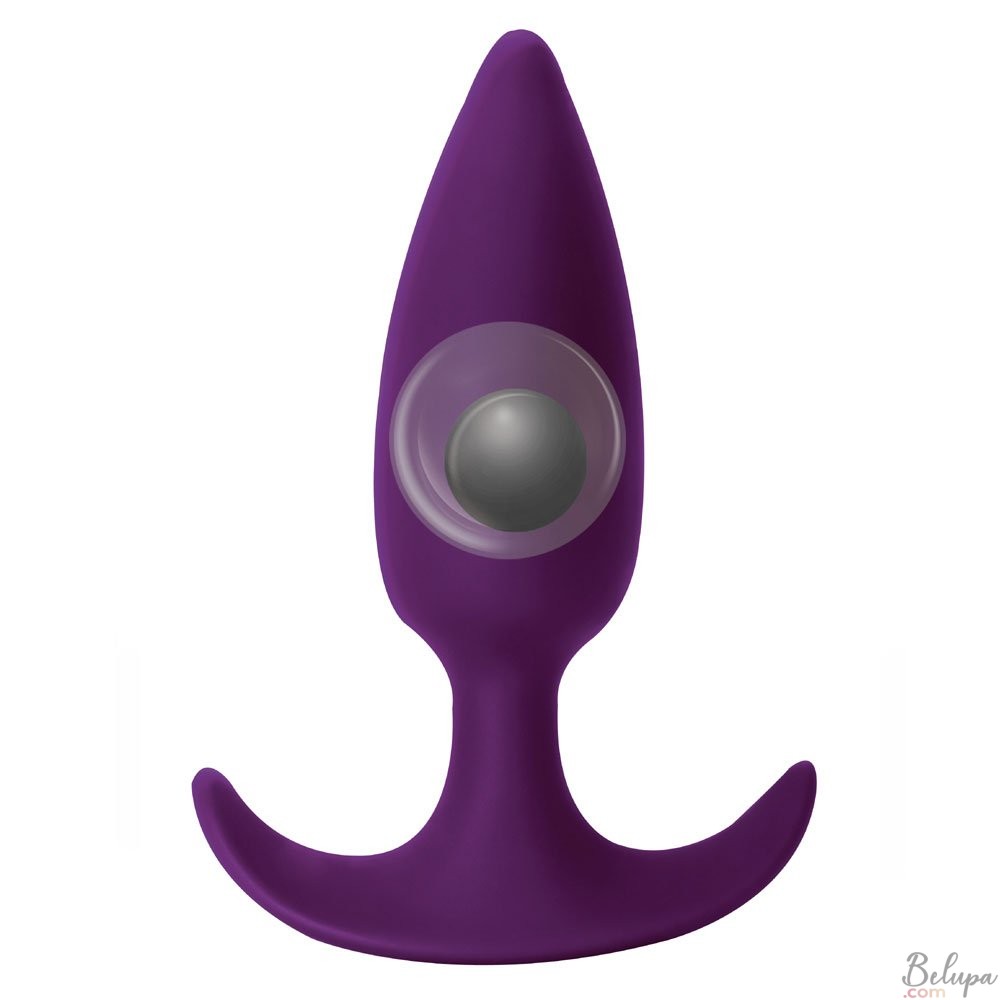 Anal Plug in Silicone with Oscillating Spheres in Metal DELIGHT 10.5 x 2.8 cm Purple