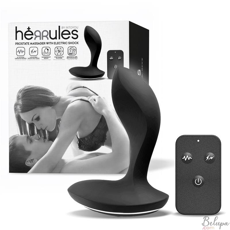 Vibrating Anal Plug in Silicone with E-Stimulation and Wireless Remote Control Herrules 11 x 3 cm Black Rechargeable