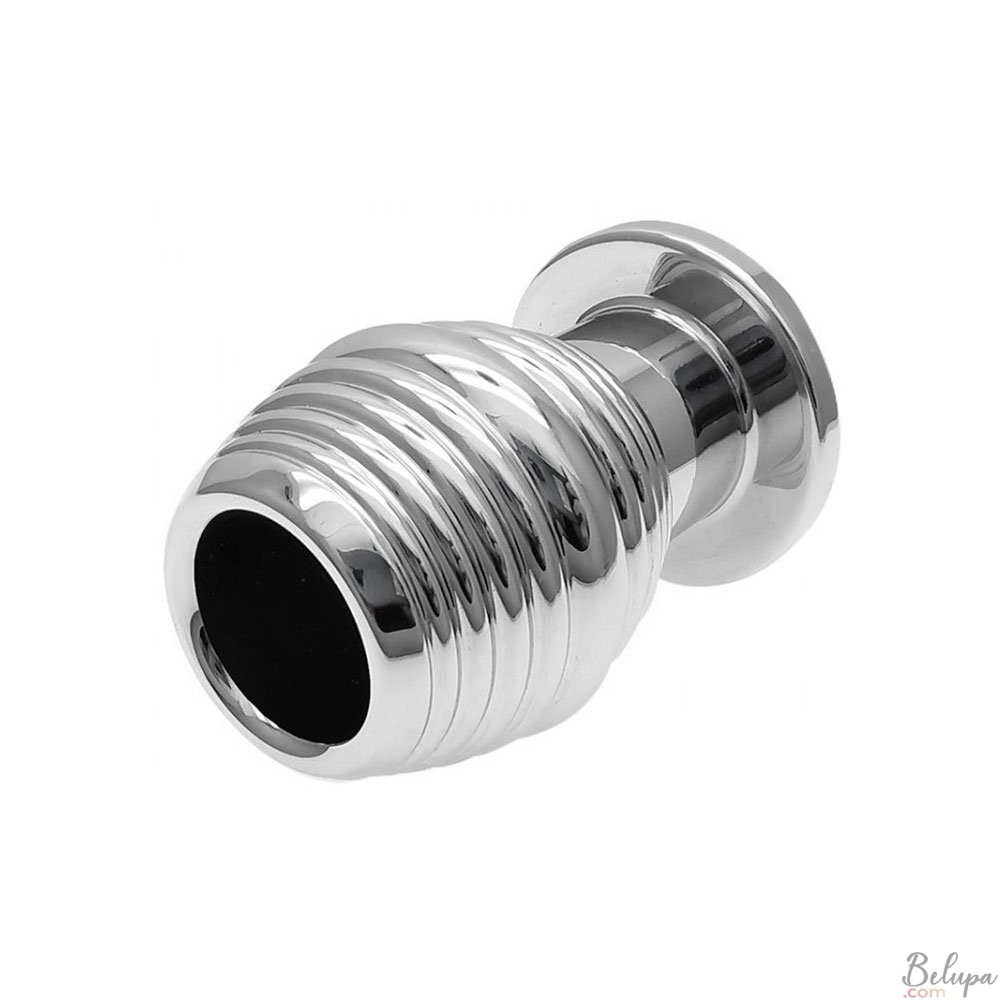 Anal Plug with Tunnel THREAD HOLLOW in Stainless Steel 6 x 4 cm Silver