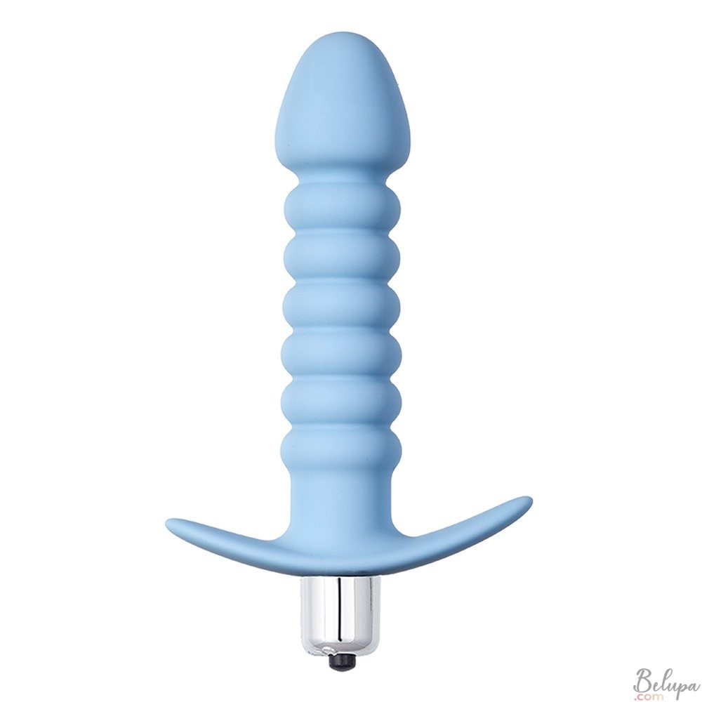 Vibrating Anal Plug in Silicone TWISTED 11.9 x 3 cm Blue