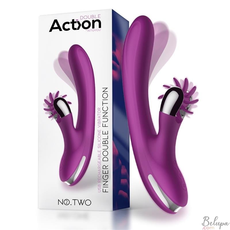 Silicone Rabbit Vibrator with Oscillating Tip, Rotating Clitoral Licker NO. TWO 24 x 3.5 cm Purple Rechargeable