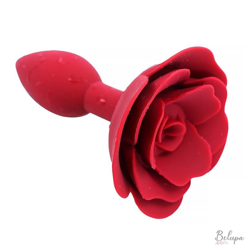 Silicone Anal Plug with Rose A-Gusto 11 x 3 cm Red