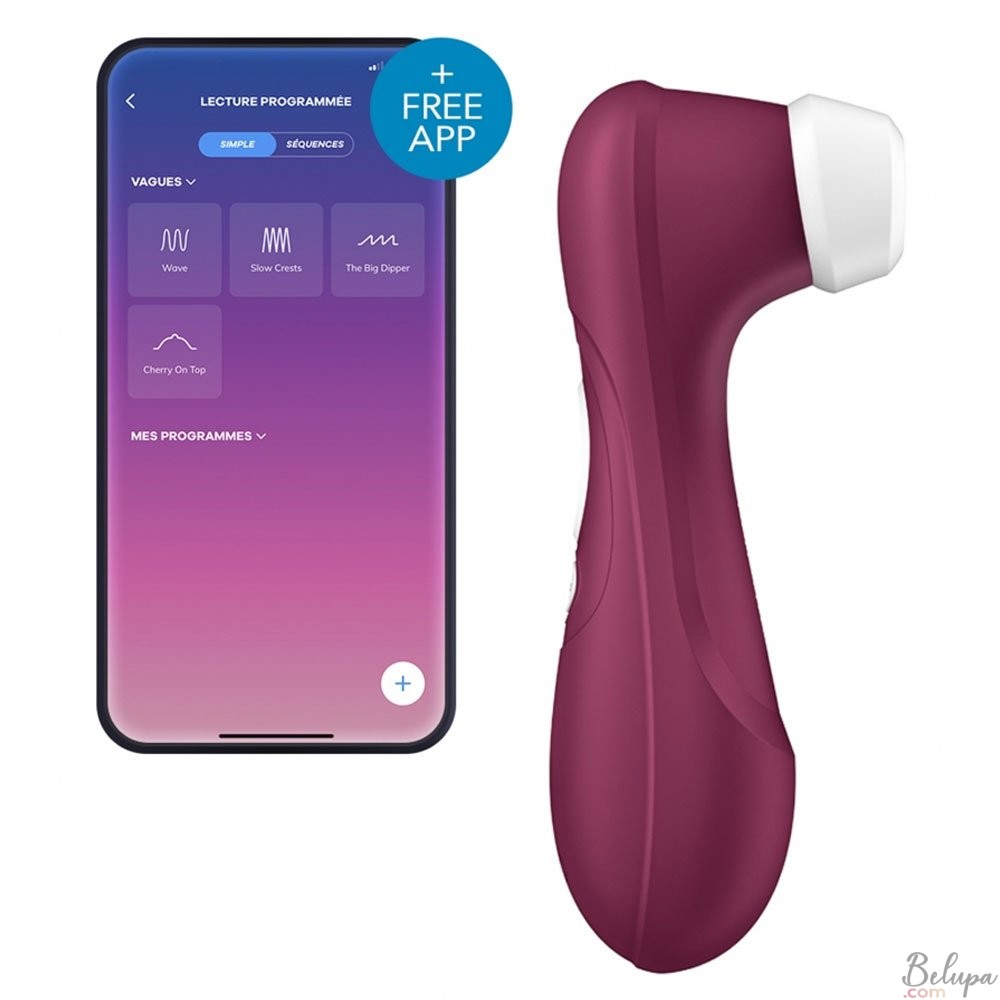 Clitoral Stimulator with Pressure Waves PRO 2 GENERATION 3 Satisfyer in Silicone Rechargeable Bordeaux