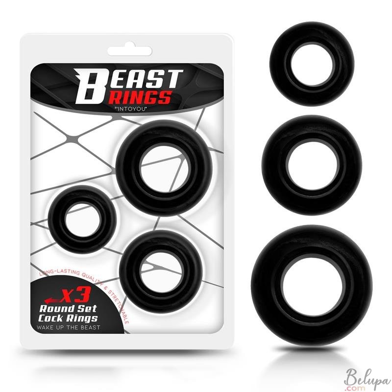 Set of 3 Cockrings measuring 2, 2.5, and 3 cm Beast Rings Black