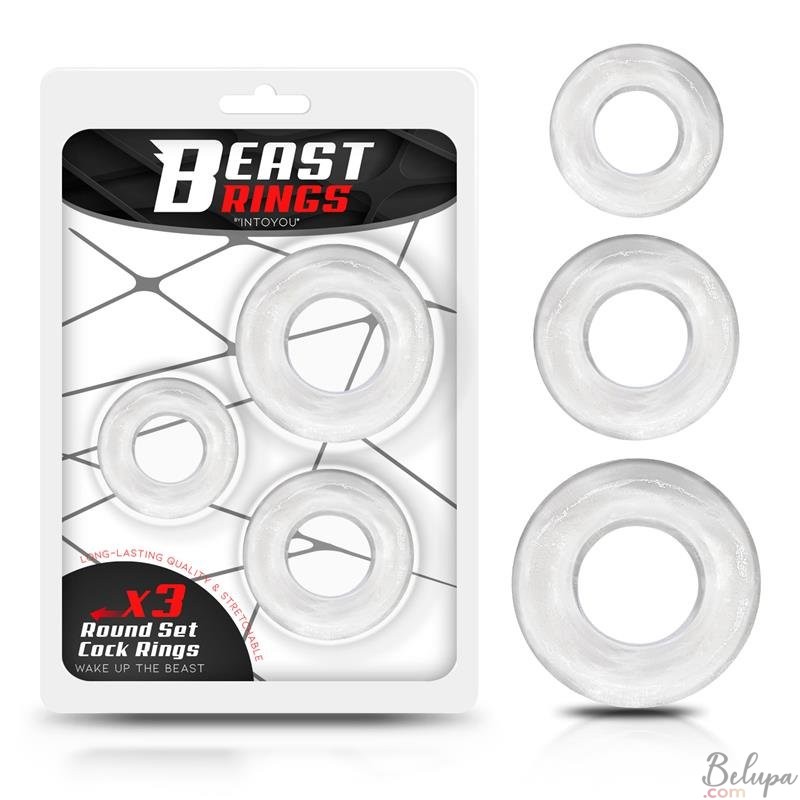 Set of 3 Cockrings 2, 2.5, and 3 cm Beast Rings Transparent