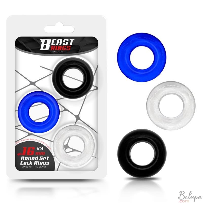 Set of 3 Cockrings 1.6 cm Beast Rings Multicolor