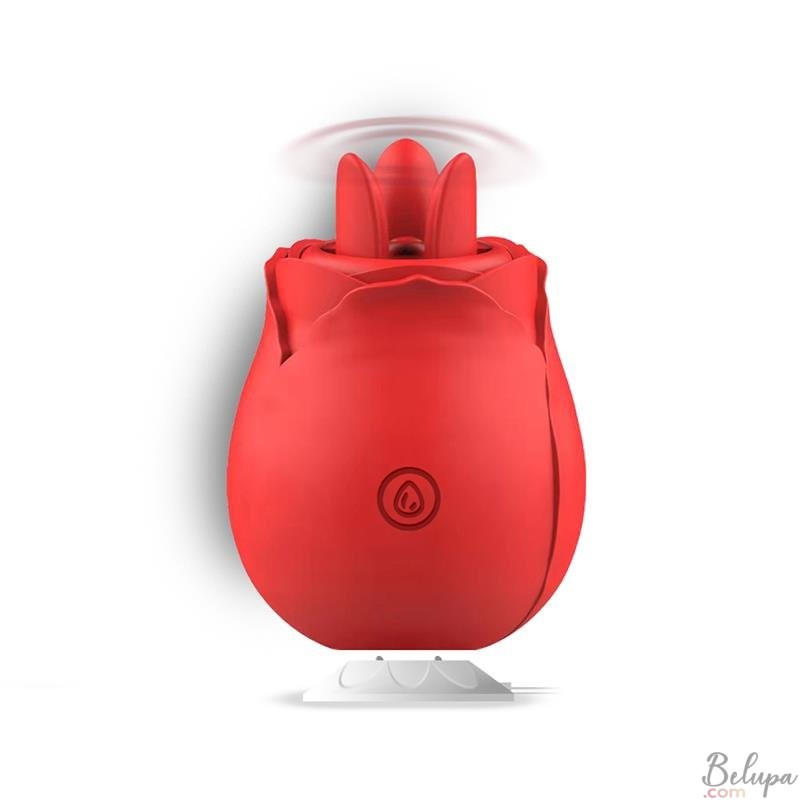 Clitoral Sucker with Triple Tongue Stimulator in Silicone CHERRYROSE 2 in 1 Red Rechargeable