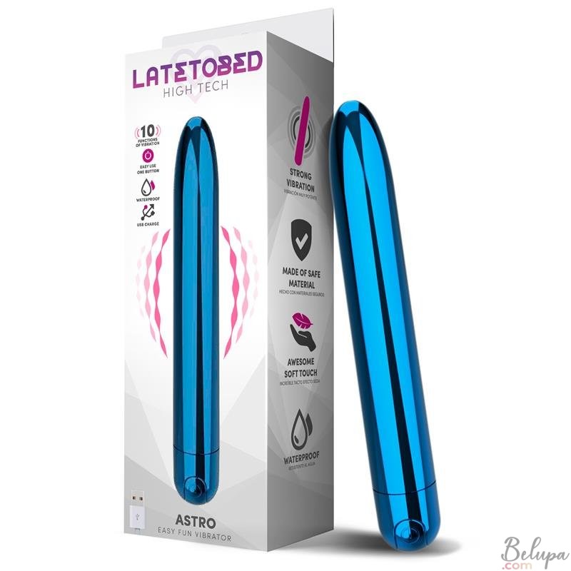 Classic Vibrator ASTRO 18.5 x 2.6 cm Metallic Blue Rechargeable