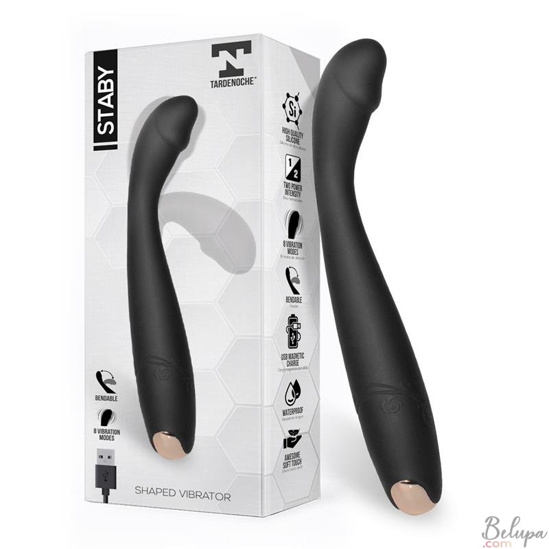 Flexible Silicone G-Spot Vibrator STABY 19.5 x 2.6 cm Black Rechargeable
