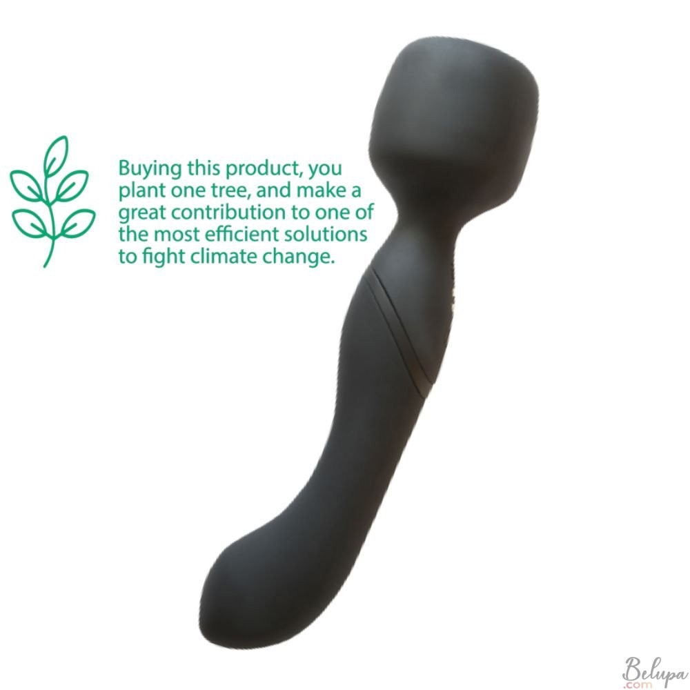 Magic Wand Heating Massager in Silicone 22 x 4 cm 2 in 1 Black Rechargeable
