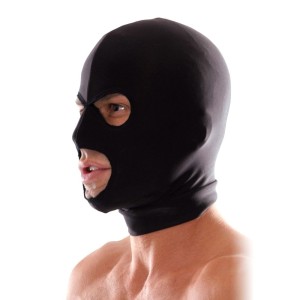 Spandex BDSM Hood with Eye and Mouth Holes Fetish Fantasy Black - One Size