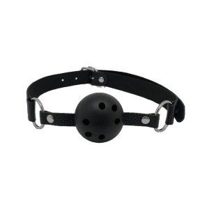 Adjustable Ball Gag with Perforated Ball of 4.3 cm DISCRETION Black