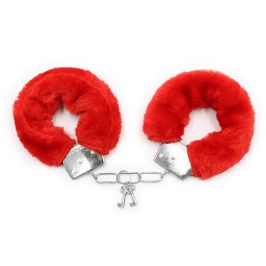 Metal handcuffs covered with FURRY Red fur