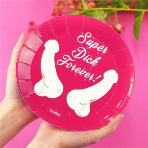 Paper Plates x 6 SUPER DICK FOREVER 18 cm Fuchsia