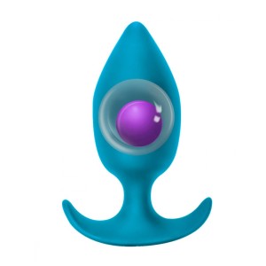 Anal Plug in Silicone with Oscillating Spheres in Metal INSATIABLE 10.5 x 4 cm Blue 