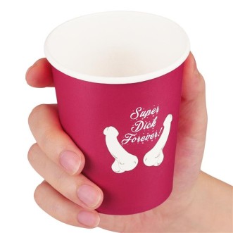Paper Cups x 6 SUPER DICK FOREVER Fuchsia