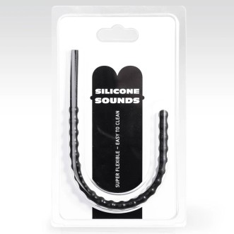 Flexible Silicone Urethral Probe with Stimulating Ridges SU06 24 x 1 cm Black