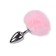 Metal Anal Plug with Pink Fluffy Pompon FLUFFY L 9 x 4.1 cm Silver