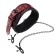 Vegan Leather Collar with Adjustable Nipple Clamps Diamond Line Red