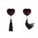 Nipple Covers Adhesive Heart Shaped with Glitter and Tassels EVANS Black and Red