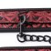 Adjustable Vegan Leather Handcuffs Diamond Line Red