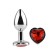 Metal Anal Plug with Red Heart Gem RED SCARLET M 8 x 3.4 cm Silver