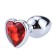 Metal Anal Plug with Red Heart Gem RED SCARLET M 8 x 3.4 cm Silver