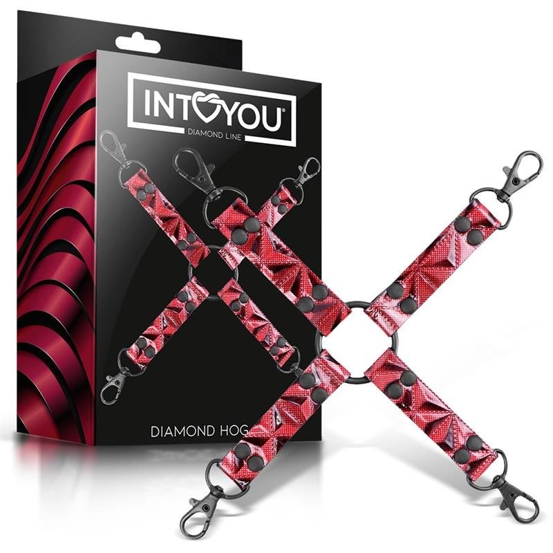 Hog Tie Cuero Vegano Diamond Line Rojo