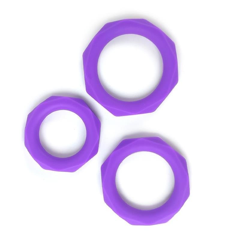 Conjunto de 3 anillos de silicona para el pene en tamaños de 3, 4 y 5 cm A-Gusto Morado.