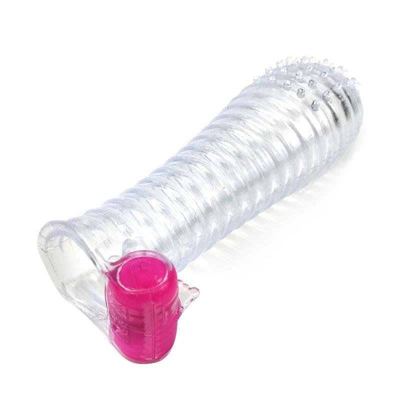 Fundas para el pene vibradoras con textura estimulante A-Gusto 019 transparente.