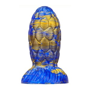 Huevo de dragón de silicona Dildo WARNAX Azul y Oro 16 x 7 cm