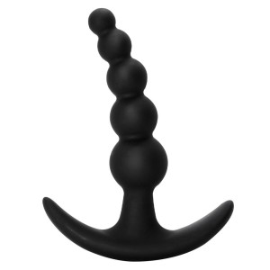 Plug anal progresivo portátil de silicona BUBBLES 11,5 x 2,6 cm Negro