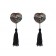 Cubrepezones Adhesivo Corazón con Lentejuelas y Borlas GIPSY Plata y Negro
