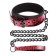 Collar de cuero vegano con correa Diamond Line Rojo