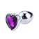 Tapón anal de metal con gema de corazón morado LAVANDA MORADO S 7 x 2.8 cm Plata