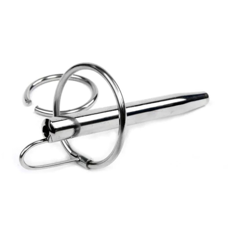 Dilatateur urétral avec trou central 7,5 x 0,8 cm Étiquette noire argentée