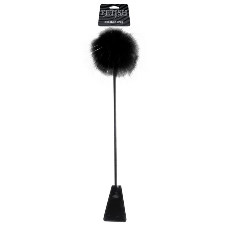 Cravache de jockey avec plume 53 cm Fetish Fantasy noire