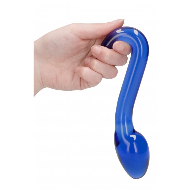 Plug anal en verre avec queue CHAMP 17 x 4 cm Bleu