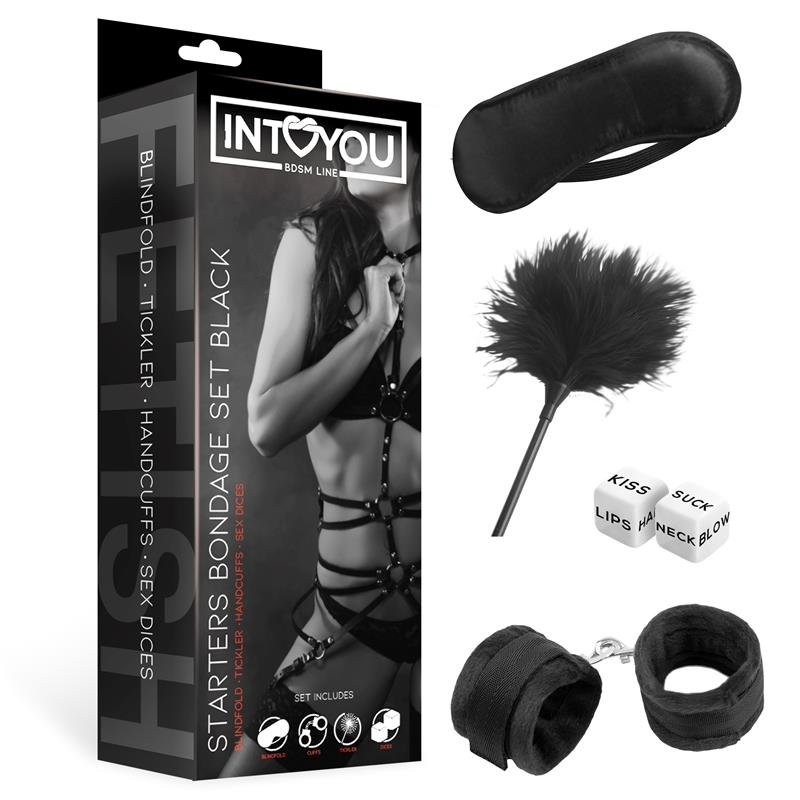 Kit de bondage BDSM Line comprenant 4 pièces noires
