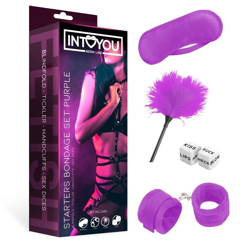 Ensemble de 4 accessoires de bondage de la ligne BDSM, couleur violette