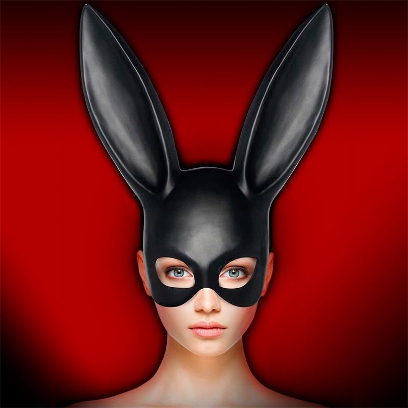 Masque à oreilles de lapin fait à la main ALLICIA noir